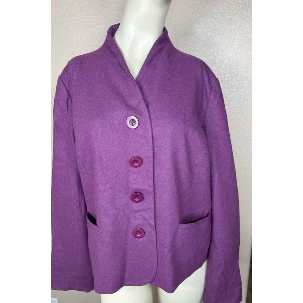 Orvis Womens Wool Blend Jacket Size 18 Purple Button Front Career Casual Coat
